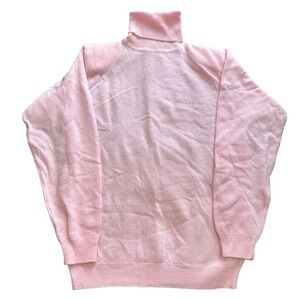 Vintage Lambswool Wool Blend‎ Pink Turtleneck Sweater Shoulder Pads Coquette